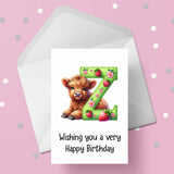 Highland Cow Initial Birthday Card - choose any letter