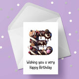 Chocolate Initial Birthday Card - choose any letter