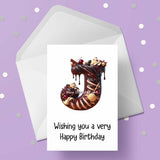 Chocolate Initial Birthday Card - choose any letter