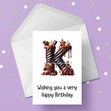 Chocolate Initial Birthday Card - choose any letter