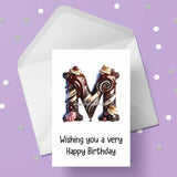 Chocolate Initial Birthday Card - choose any letter