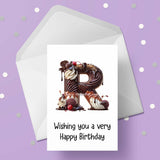 Chocolate Initial Birthday Card - choose any letter