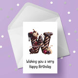 Chocolate Initial Birthday Card - choose any letter