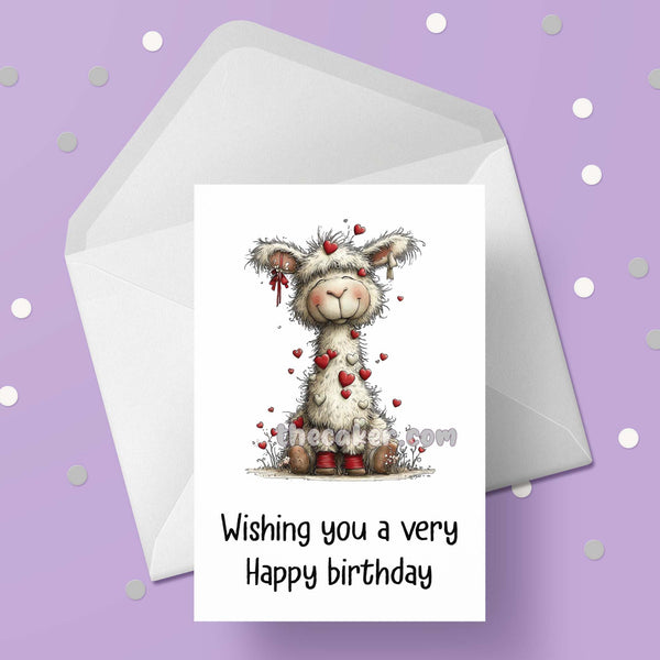 Llama Birthday Card