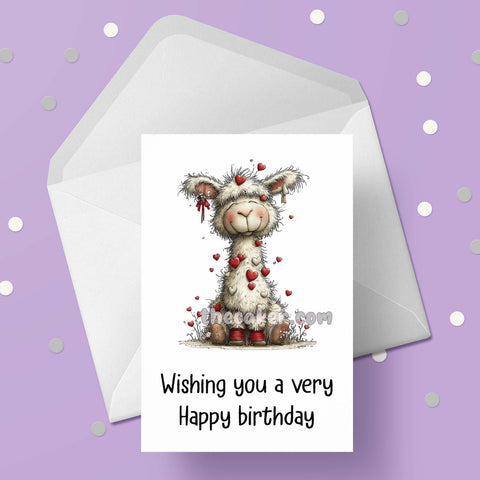 Llama Birthday Card