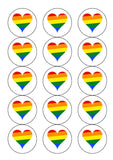 Rainbow Love Heart Edible Icing Cake Topper