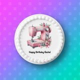 Sewing Machine Edible Icing Cake Topper or Ribbon 01
