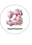 Sewing Machine Edible Icing Cake Topper or Ribbon 01