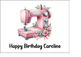 Sewing Machine Edible Icing Cake Topper or Ribbon 01