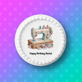 Sewing Machine Edible Icing Cake Topper or Ribbon 02