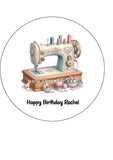 Sewing Machine Edible Icing Cake Topper or Ribbon 02
