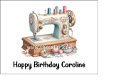Sewing Machine Edible Icing Cake Topper or Ribbon 02
