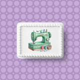 Sewing Machine Edible Icing Cake Topper or Ribbon 03