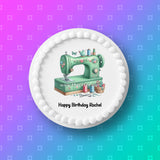 Sewing Machine Edible Icing Cake Topper or Ribbon 03