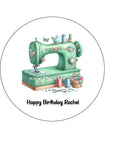 Sewing Machine Edible Icing Cake Topper or Ribbon 03