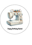 Sewing Machine Edible Icing Cake Topper or Ribbon 04