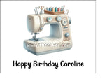 Sewing Machine Edible Icing Cake Topper or Ribbon 04