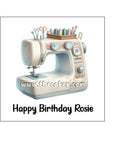 Sewing Machine Edible Icing Cake Topper or Ribbon 04