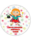 Magician Female Edible Icing Cake Topper or Ribbon 02