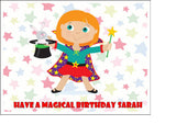 Magician Female Edible Icing Cake Topper or Ribbon 02