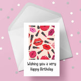 Lips & Lipstick Birthday Card