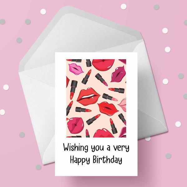 Lips & Lipstick Birthday Card