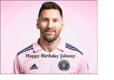 Lionel Messi 01 Miami Edible Icing Cake Topper or Ribbon