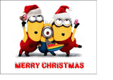 Christmas Minions Edible Icing Cake Topper or Ribbon