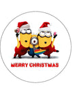 Christmas Minions Edible Icing Cake Topper or Ribbon