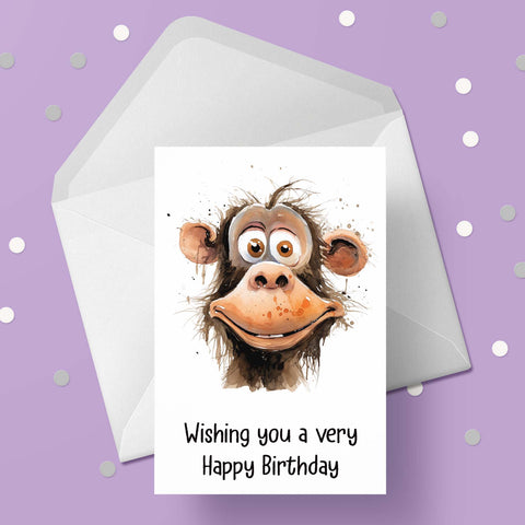 Monkey Birthday Card 05