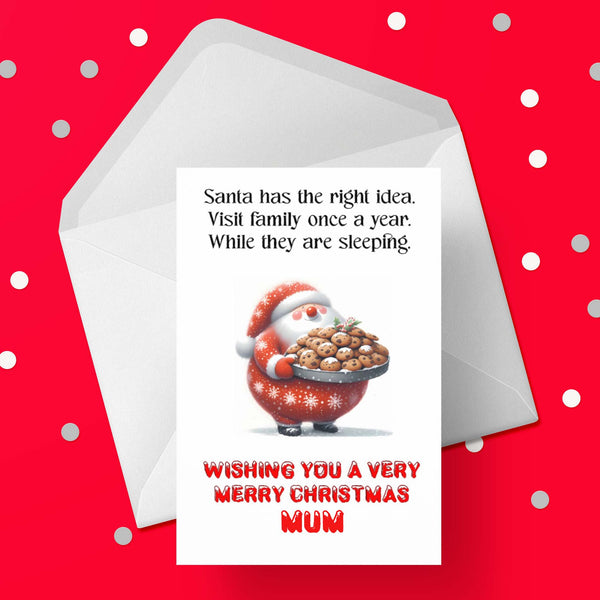 Christmas card for Mum - Funny Santa & Family