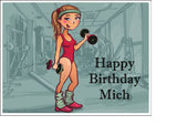 Bodybuilding Lady Edible Icing Cake Topper or Ribbon