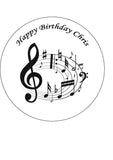 Music Notes Edible Icing Cake Topper 02 - Black & White