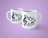 Music Notes Edible Icing Cake Topper 02 - Black & White