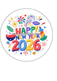 2026 Happy New Year Edible Icing Cake Topper 01