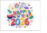 2026 Happy New Year Edible Icing Cake Topper 01
