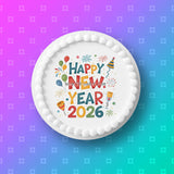 2026 Happy New Year Edible Icing Cake Topper 03