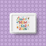 2026 Happy New Year Edible Icing Cake Topper 03