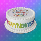 2026 Happy New Year Edible Icing Cake Topper 03