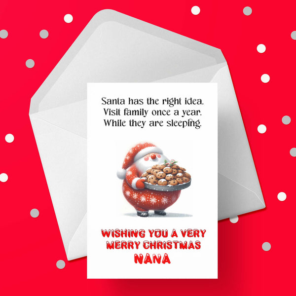 Christmas card for Nana - Funny Santa & Family