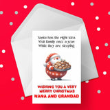 Christmas card for Nana & Grandad - Funny Santa & Family