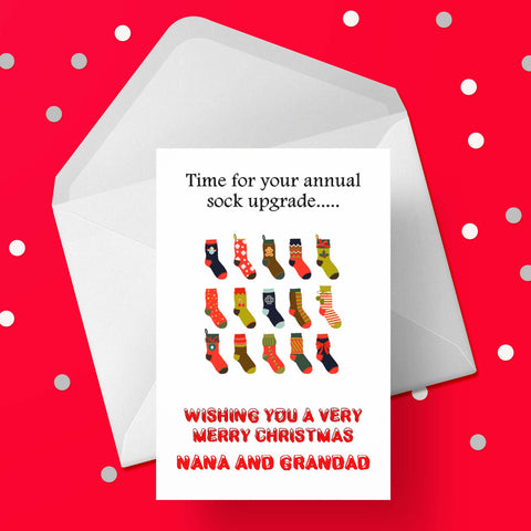 Christmas card for Nana & Grandad - Funny Socks