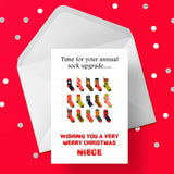 Christmas card for Niece - Funny Socks