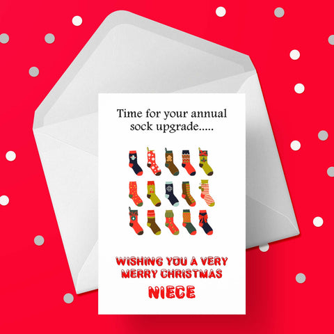 Christmas card for Niece - Funny Socks