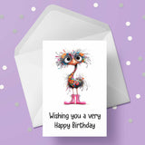 Funny Cute Ostrich 01 Edible Icing Cake Topper or Ribbon