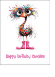Funny Cute Ostrich 01 Edible Icing Cake Topper or Ribbon