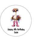 Funny Cute Ostrich 02 Edible Icing Cake Topper or Ribbon