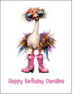 Funny Cute Ostrich 02 Edible Icing Cake Topper or Ribbon