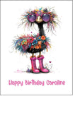 Funny Cute Ostrich 03 Edible Icing Cake Topper or Ribbon