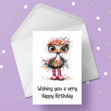 Funny Cute Ostrich 04 Birthday Card